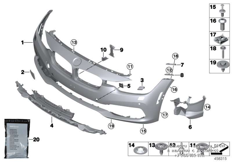 Бампер БМВ g01 m подетально